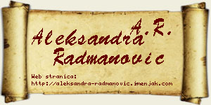 Aleksandra Radmanović vizit kartica